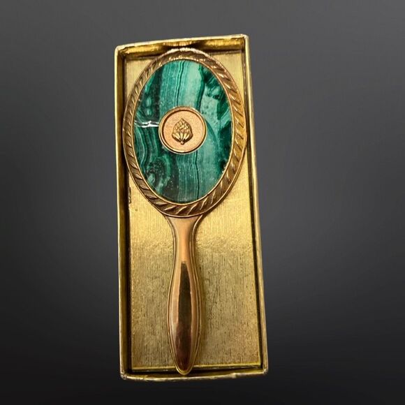 Open Box Vintage Mini AVON Acorn Handheld Vanity Mirror 4” W/ Original Box - Picture 4 of 6